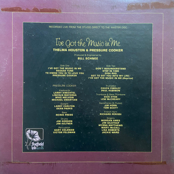 Thelma Houston & Pressure Cooker - I've Got The Music In Me - VG+ LP Record 1975 Sheffield Lab Direct-To-Disk Audiophile Japan/USA Vinyl - Soul / Funk / R&B - Shuga Records