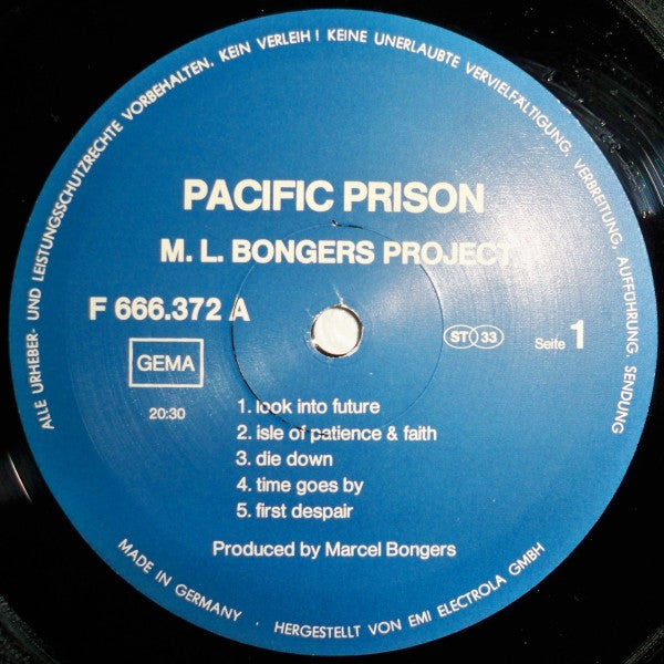 M.L. Bongers Project - Pacific Prison - Mint- LP Record 1978 Self-Released Germany Vinyl - Krautrock / Prog Rock - Shuga Records
