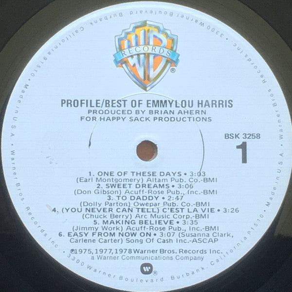 Emmylou Harris - Profile- Best Of Emmylou Harris - Mint- LP Record 1978 Warner USA Original Promo Vinyl - Country / Pop - Shuga Records