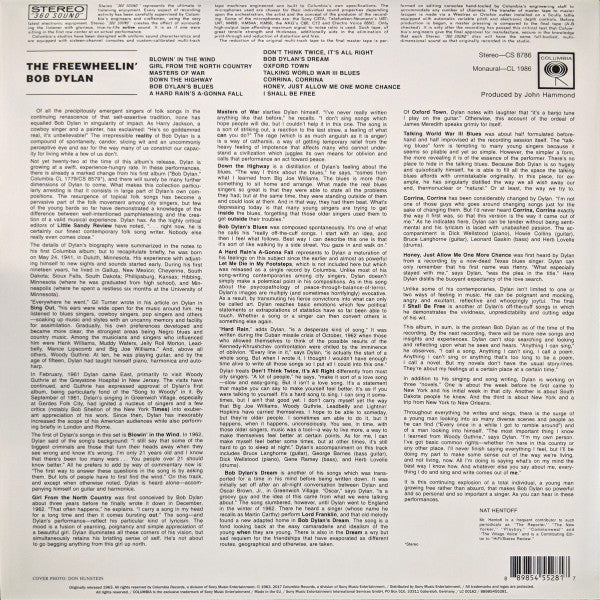Bob Dylan - The Freewheelin' Bob Dylan (1963) - New LP Record 2018 Columbia 180 gram Vinyl & Download - Rock / Folk Rock - Shuga Records