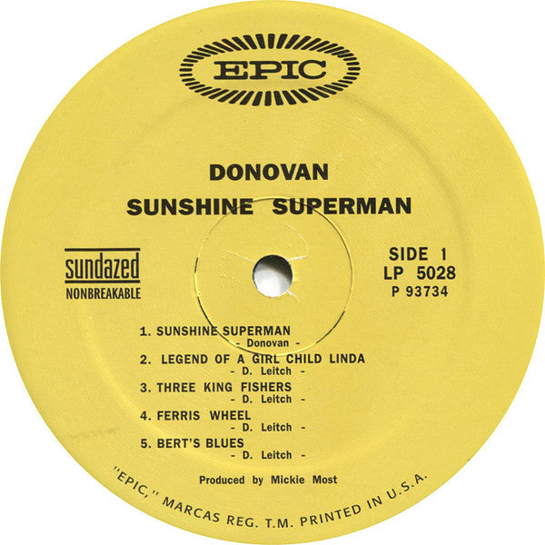 Donovan - Sunshine Superman (1966) - Mint- LP Record 2005 USA 180 gram Vinyl - Psychedelic Rock / Folk Rock - Shuga Records