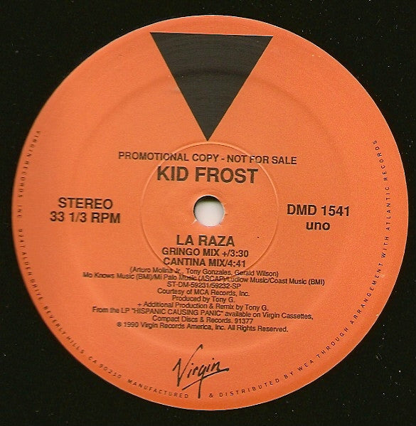 Kid Frost - Into The Pandemonium - VG+ 12" Single Record 1990 Virgin USA Promo Vinyl - Hip Hop - Shuga Records