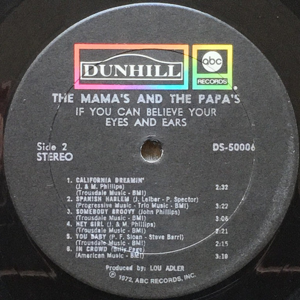 The Mama's And The Papa's - If you can Believe Your Eyes and Ears (1966) - VG+ LP Record 1972 ABC-Dunhill Stereo USA Vinyl - Pop Rock / Folk Rock - Shuga Records