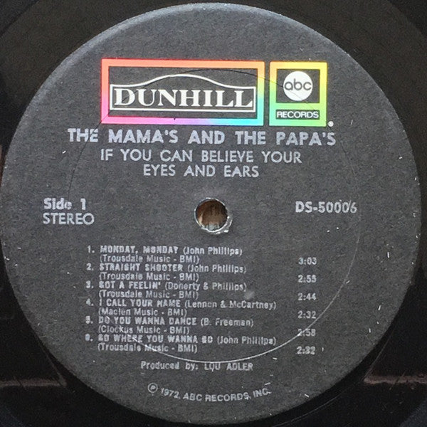 The Mama's And The Papa's - If you can Believe Your Eyes and Ears (1966) - VG+ LP Record 1972 ABC-Dunhill Stereo USA Vinyl - Pop Rock / Folk Rock - Shuga Records