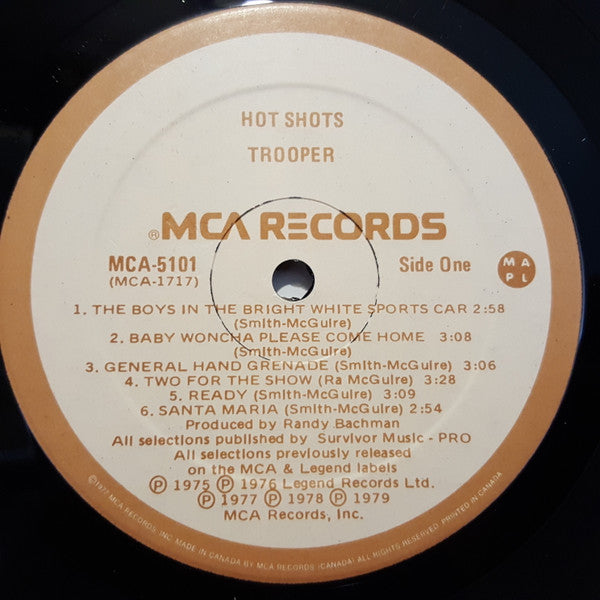 Trooper - Hot Shots - Mint- LP Record 1979 MCA Canada Vinyl - Classic Rock / Pop Rock - Shuga Records