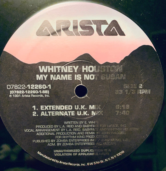 Whitney Houston - My Name Is Not Susan - Mint- 12" Single Record 1991 Arista USA Promo Vinyl - R&B / House / Synth-pop - Shuga Records