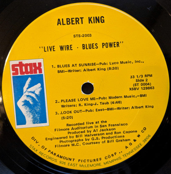Albert King - Live Wire / Blues Power - Mint- LP Record 1968 Stax USA Original Vinyl - Rhythm & Blues / Soul / Blues - Shuga Records