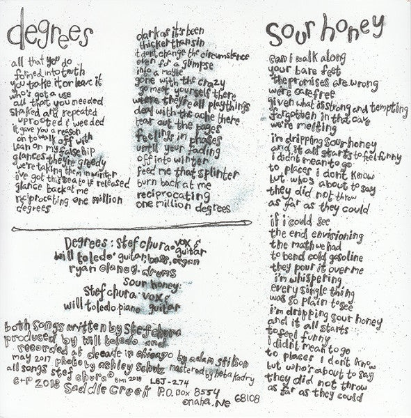 Stef Chura - Degrees / Sour Honey - New 7" Single Record Store Day 2018 Saddle Creek RSD Vinyl & Download  - Indie Rock - Shuga Records