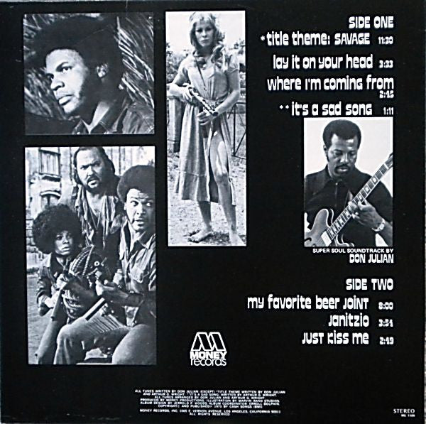 Don Julian - Savage (1973) - VG+ LP Record 2007 Money USA Vinyl - Soundtrack / Blaxploitation - Shuga Records