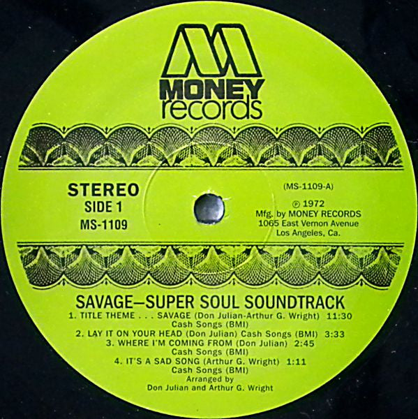 Don Julian - Savage (1973) - VG+ LP Record 2007 Money USA Vinyl - Soundtrack / Blaxploitation - Shuga Records