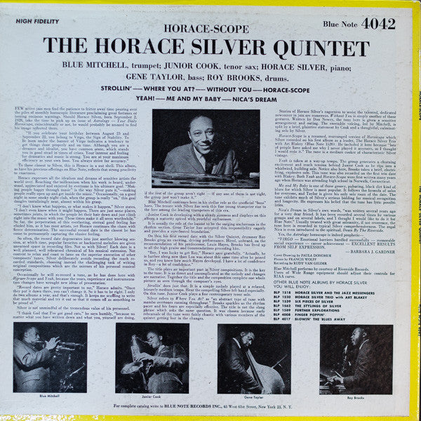 The Horace Silver Quintet – Horace-Scope - VG+ LP Record 1960 Blue Note USA Mono Original Vinyl - Jazz / Hard Bop