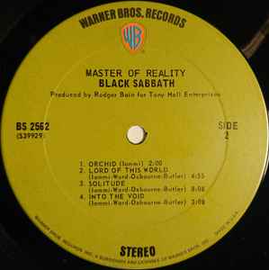 Black Sabbath ‎– Master Of Reality - VG+ LP Record 1971 Warner USA Original Vinyl, Green Label & Embossed Cover - Heavy Metal - Shuga Records