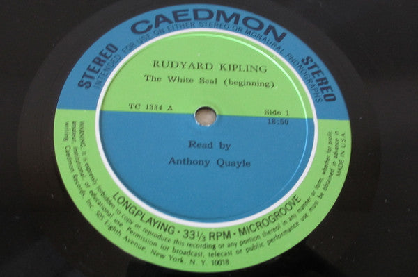 Anthony Quayle / Rudyard Kipling - The White Seal - VG+ LP Record 1971 Caedmon USA Vinyl - Spoken Word - Shuga Records