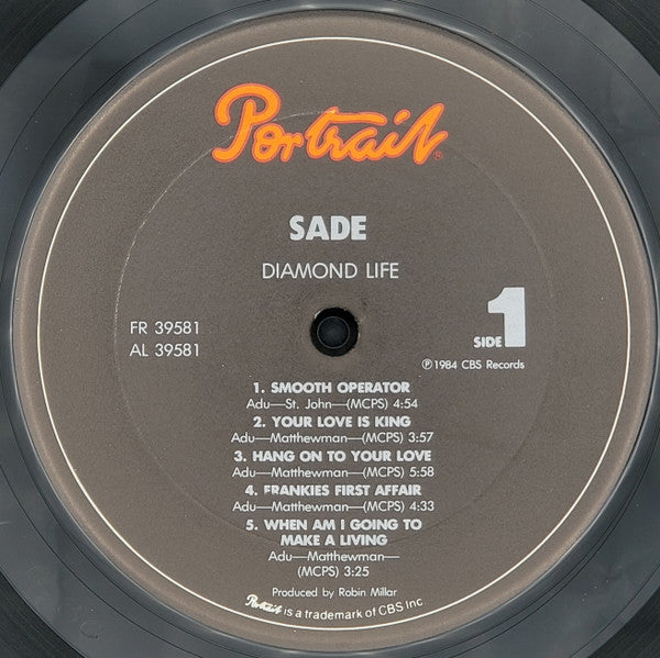 Sade - Diamond Life - VG LP Record 1985 Portrait USA Original Vinyl - Soul / Smooth Jazz / Soul-Jazz - Shuga Records