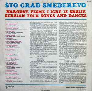 Various - Što Grad Smederevo (Narodne Pesme I Igre Iz Srbije = Serbian Folk Songs And Dances) - VG+ LP Record 1970s Jugoton Yugoslavia Vinyl - Folk / World - Shuga Records