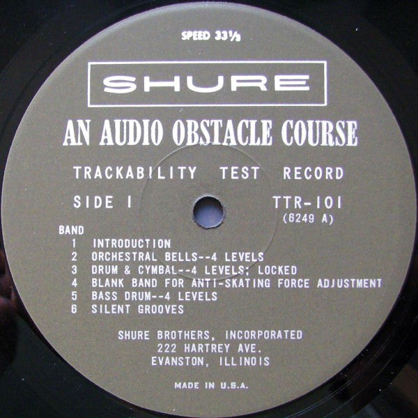 Various – An Audio Obstacle Course - Shure Trackability Test Record - Mint- (VG cover) LP Record 1967 Shure USA Vinyl & Insert - Jazz / Latin Jazz / Technical - Shuga Records
