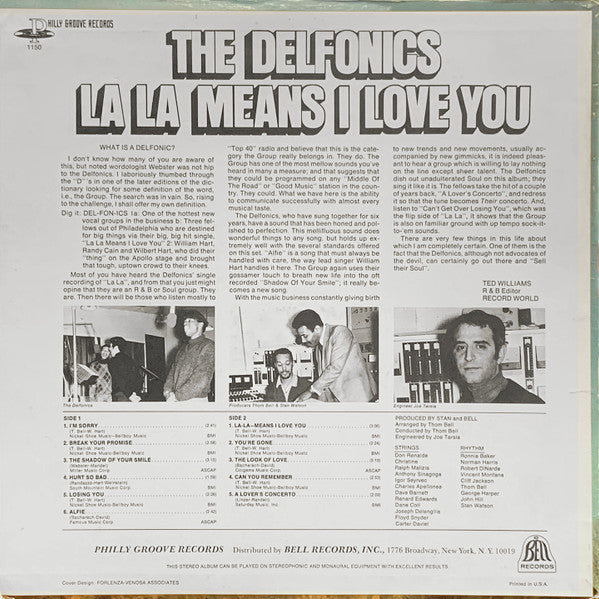 The Delfonics - La La Means I Love You - VG LP Record 1968 Philly Groove USA Original Vinyl - Soul / Funk - Shuga Records
