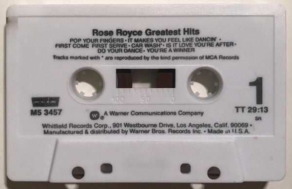 Rose Royce - Greatest Hits - Mint- Cassette 1986 Warner Whitfield USA Tape - Soul / Funk / Disco - Shuga Records