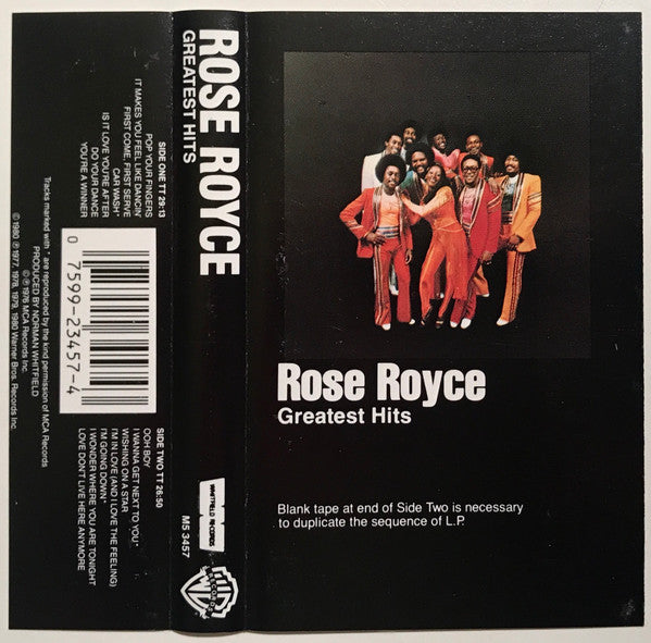 Rose Royce - Greatest Hits - Mint- Cassette 1986 Warner Whitfield USA Tape - Soul / Funk / Disco - Shuga Records