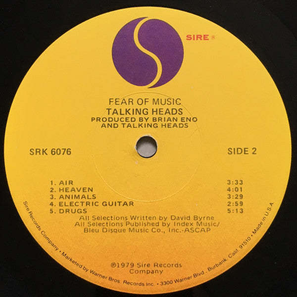 Talking Heads - Fear Of Music - VG+ LP Record 1979 Sire USA Original Vinyl - New Wave / Pop Rock - Shuga Records