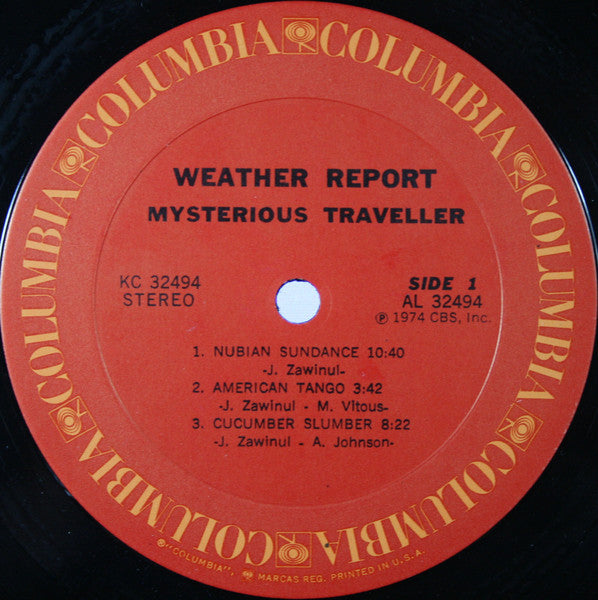 Weather Report - Mysterious Traveller - VG+ LP Record 1974 Columbia USA Vinyl - Jazz / Fusion / Avant-garde Jazz - Shuga Records