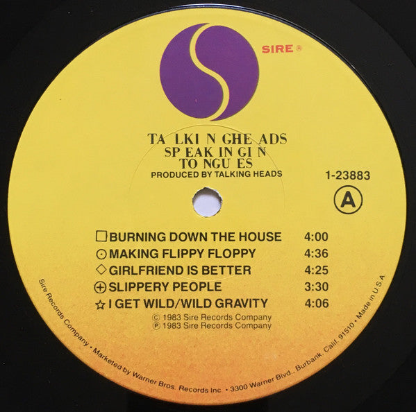 Talking Heads - Speaking In Tongues - VG+ LP Record 1983 Sire USA Original Vinyl Original Inner - New Wave / Pop Rock - Shuga Records