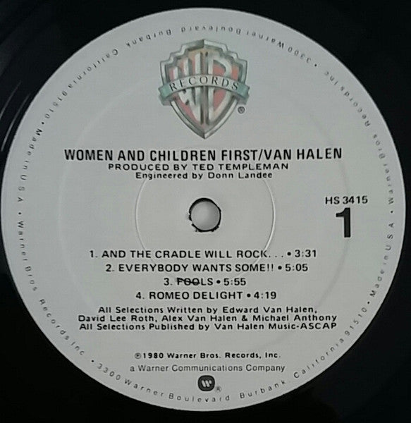 Van Halen - Women And Children First (1980) - VG+ LP Record 1985 Warner USA Vinyl - Hard Rock / Pop Rock - Shuga Records