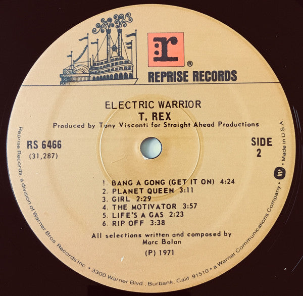 T. Rex - Electric Warrior (1971) - VG+ LP Record 1975 Reprise USA Vinyl - Classic Rock / Glam - Shuga Records