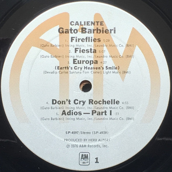 Gato Barbieri - Caliente! - VG+ LP Record 1976 A&M USA Vinyl - Latin Jazz / Jazz-Funk - Shuga Records