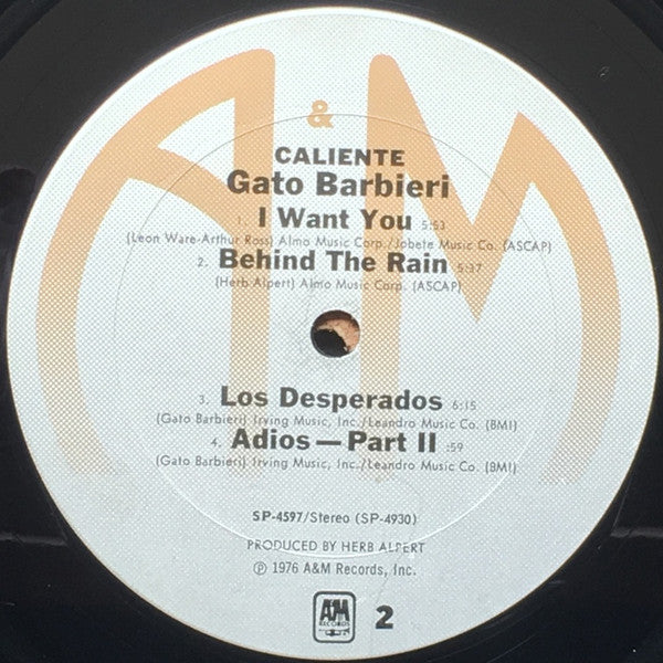 Gato Barbieri - Caliente! - VG+ LP Record 1976 A&M USA Vinyl - Latin Jazz / Jazz-Funk - Shuga Records