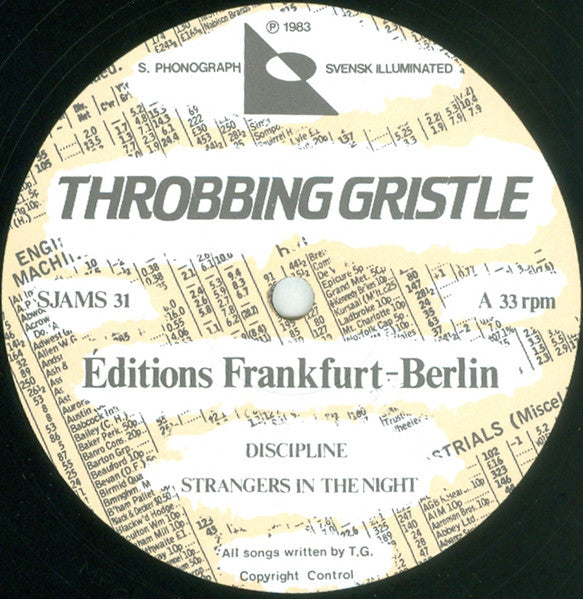 Throbbing Gristle - Éditions Frankfurt-Berlin - VG+ LP Record 1983 S/Phonograph Svensk Illuminated Europe Vinyl - Electronic / Industrial / Experimental - Shuga Records