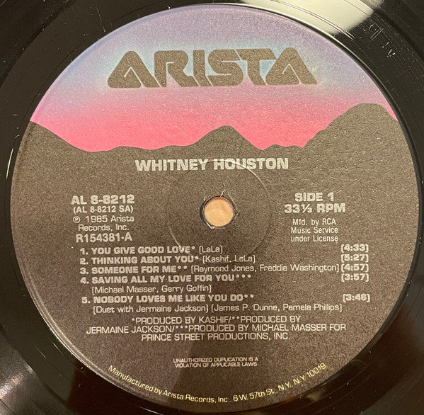 Whitney Houston - Whitney Houston - VG+ LP Record 1985 Arista RCA Music Service Club Edition USA Vinyl - Soul / Synth-pop - Shuga Records