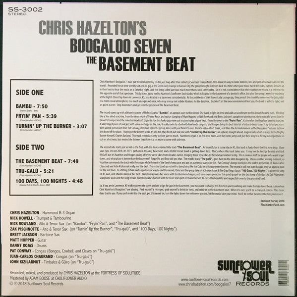 Chris Hazelton's Boogaloo Seven - The Basement Beat - Mint- LP Record 2018 Sunflower Soul USA Vinyl & Download - Soul-Jazz / Jazz-Funk - Shuga Records