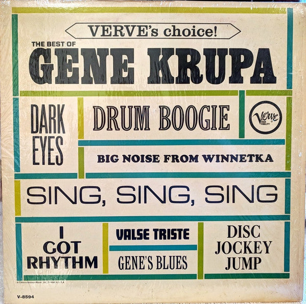 Gene Krupa - The Best Of Gene Krupa - VG+ (VG- cover) LP Record 1963 Verve USA Mono Original Vinyl - Jazz - Shuga Records