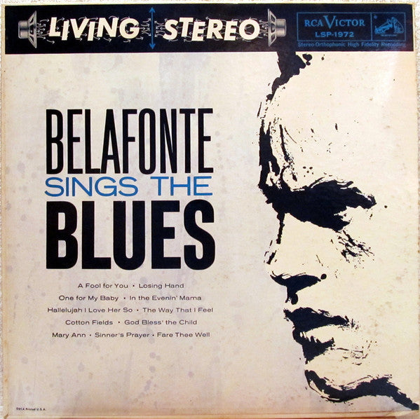 Harry Belafonte ‎– Belafonte Sings The Blues - VG+ LP Record 1958 RCA USA Living Stereo Original Vinyl - Folk / Pop / Ballad - Shuga Records