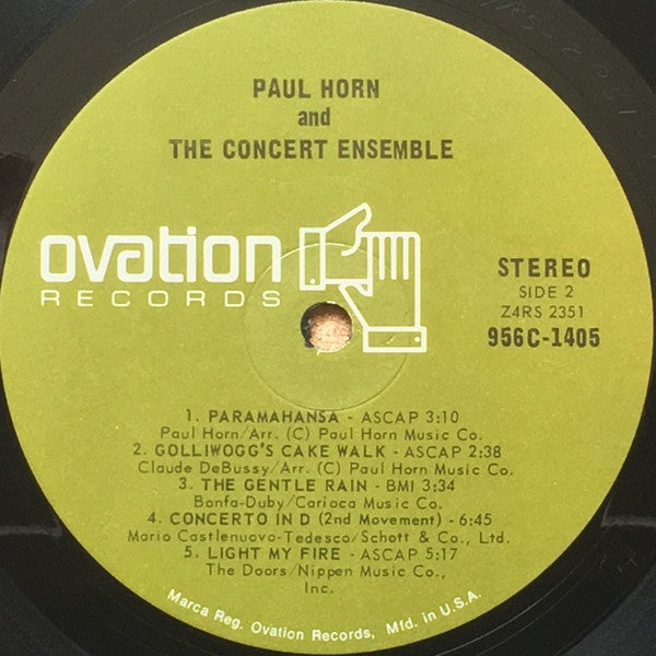 Paul Horn & The Concert Ensemble - Paul Horn & The Concert Ensemble - VG+ LP Record 1970 Ovation USA Vinyl - Jazz / Jazz-Rock / Jazz-Funk - Shuga Records