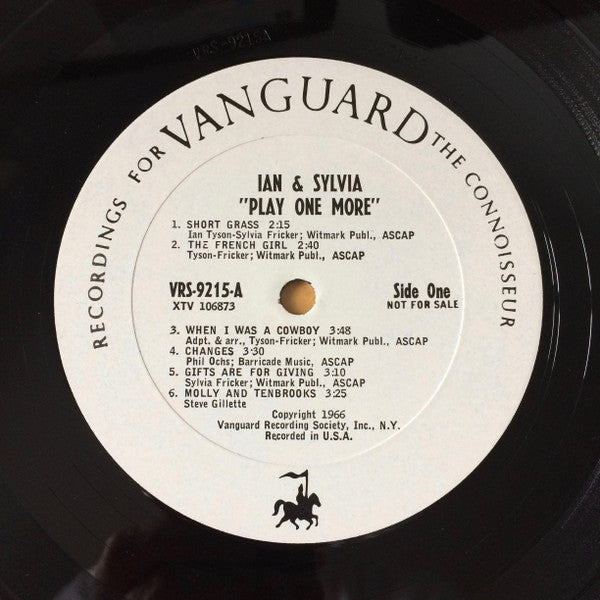 Ian & Sylvia – Play One More - Mint- LP Record 1966 Vanguard USA White Label Promo Mono Vinyl - Folk