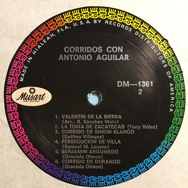 Antonio Aguilar Con El Mariachi Mexico de Pepe Villa - Corridos Con Antonio Aguilar - VG+ LP Record 1968 Musart USA Vinyl - Latin / Ranchera / Mariachi / Corrido - Shuga Records