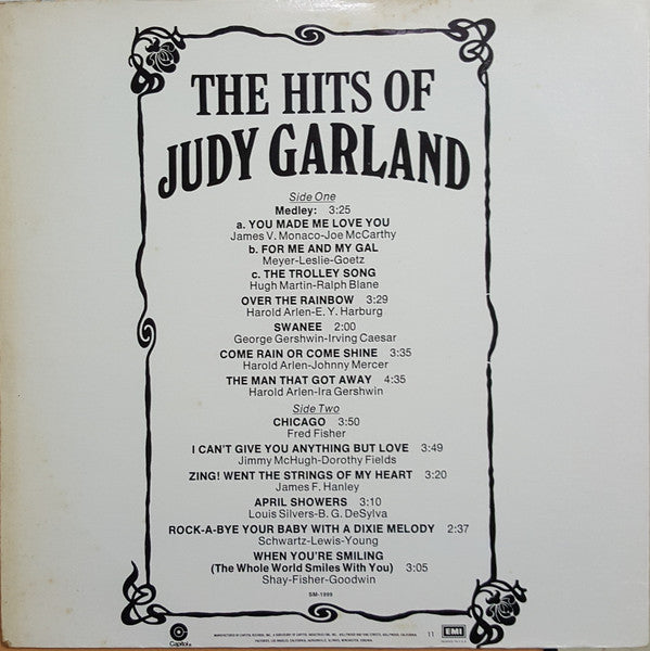 Judy Garland - The Hits Of Judy Garland (1962) - VG+ LP Record 1976 Capitol USA Vinyl - Pop / Vocal - Shuga Records