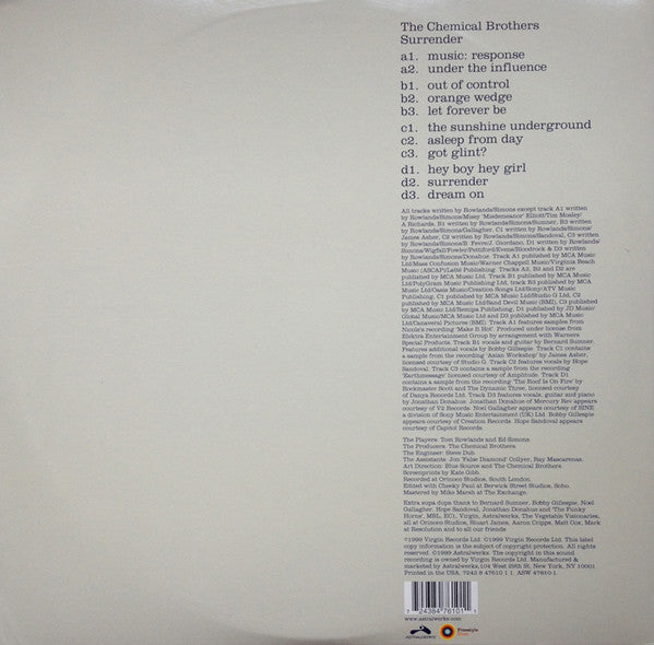 The Chemical Brothers - Surrender - VG+ 2 LP Record 1999 Astralwerks Freestyle Dust USA Original Vinyl - Big Beat / Breaks / Progressive Trance - Shuga Records