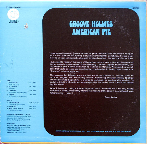 Groove Holmes - American Pie - VG+ LP Record 1972 Groove Merchant USA Vinyl - Jazz / Soul-Jazz - Shuga Records