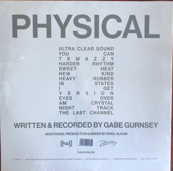 Gabe Gurnsey – Physical - New 2 LP Record 2018 Phantasy Sound Rough Trade Exclusive Clear Vinyl - Synth-pop - Shuga Records