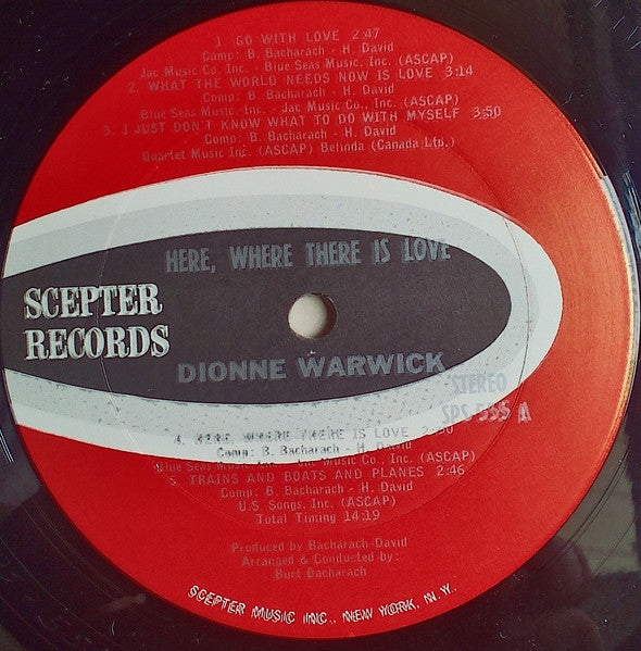 Dionne Warwick - Here Where There Is Love - Mint- LP Record 1966 Scepter USA Original Vinyl - Soul - Shuga Records