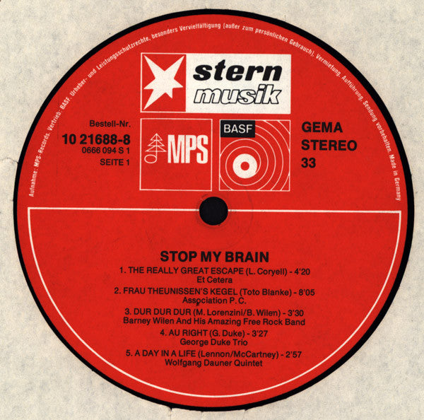 Various – Stop My Brain! - Mint- LP Record 1973 MPS BASF Stern Musik Germany Vinyl - Psychedelic Rock / Fusion / Jazz / Post Bop - Shuga Records