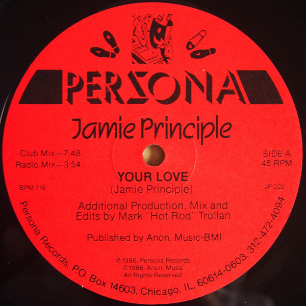 Jamie Principle - Your Love - VG- (low grade) 12" Single Record 1986 Persona USA Original Vinyl - Chicago House / Deep House - Shuga Records