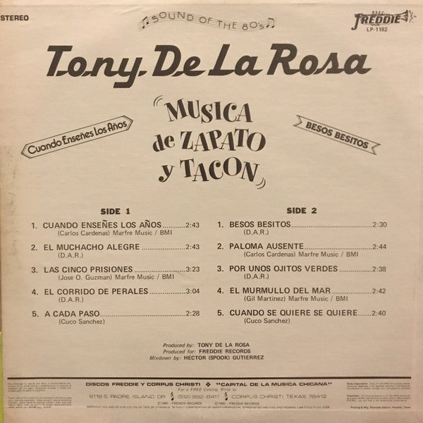 Tony De La Rosa – Musica De Zapato Y Tacon - New LP Record 1980 Freddie USA Vinyl - Latin / Conjunto - Shuga Records