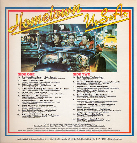 Various – Hometown U.S.A. (20 Original Hits From The Soundtrack Of...) - VG+ LP Record 1979 K-Tel USA Vinyl - Rock & Roll / Rockabilly - Shuga Records