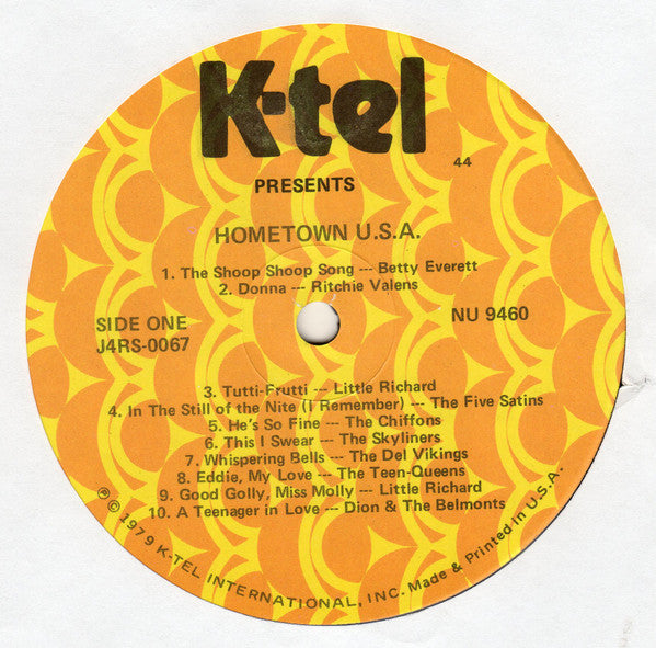 Various – Hometown U.S.A. (20 Original Hits From The Soundtrack Of...) - VG+ LP Record 1979 K-Tel USA Vinyl - Rock & Roll / Rockabilly - Shuga Records