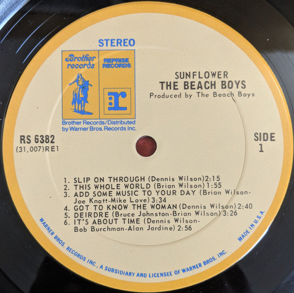 The Beach Boys – Sunflower - VG+ LP Record 1970 Reprise Brother USA Vinyl - Pop Rock / Surf / Psychedelic Rock - Shuga Records