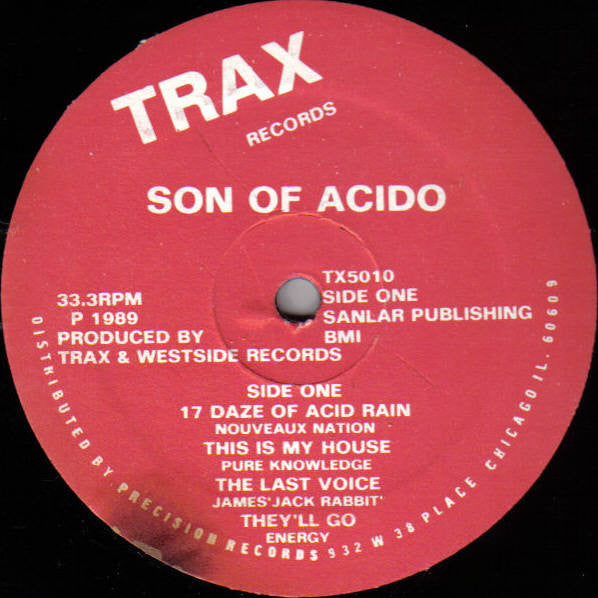 Various - Son Of Acido - VG- (lower grad) LP Record 1989 Trax USA Vinyl - Chicago House / Acid House - Shuga Records